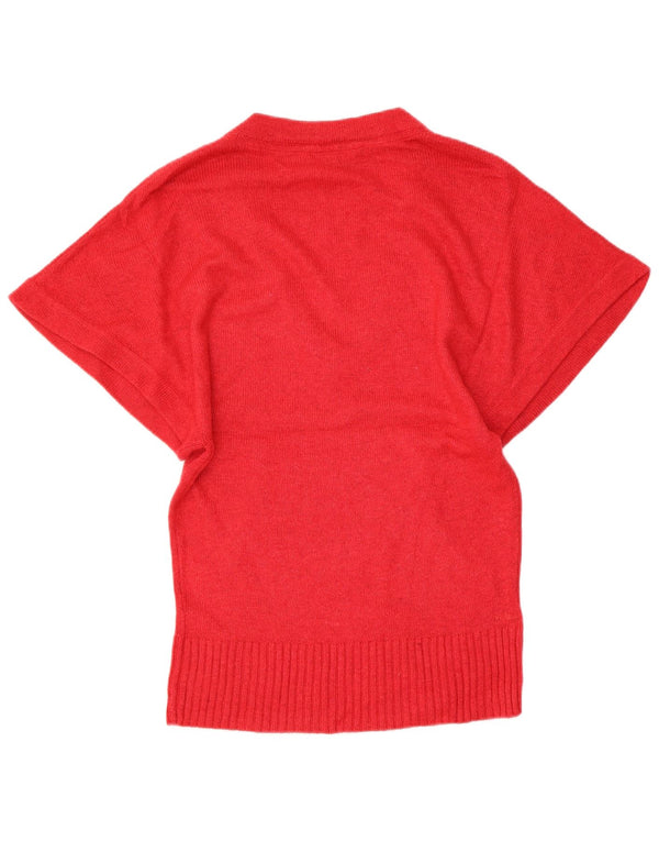 Maglione da donna a maniche corte con scollo a V Fat Face da donna UK 12 Viscosa rossa media