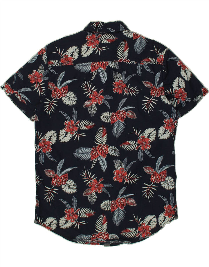 DESERT DUNES Mens Short Sleeve Shirt Medium Navy Blue Floral Cotton Vintage Desert Dunes and Second-Hand Desert Dunes from Messina Hembry 