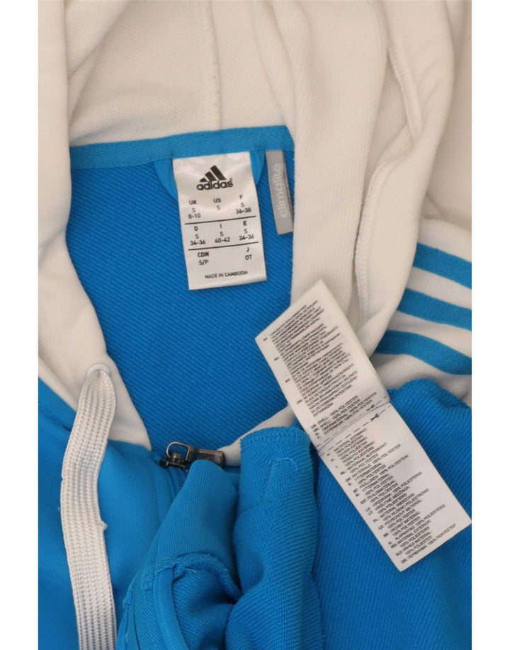 Maglione con cappuccio e zip Adidas Climalite da donna UK 8/10 Piccolo poliestere blu