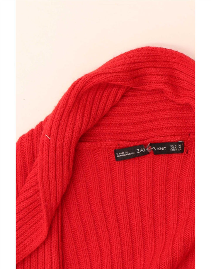 Maglione cardigan da donna Zara UK 12 Acrilico rosso medio