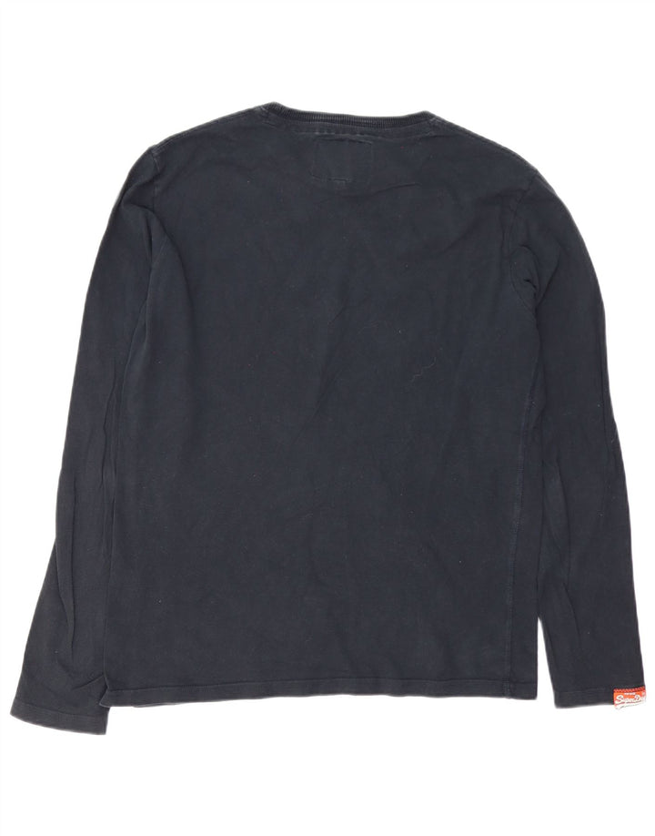 Top grafico da uomo Superdry a maniche lunghe in cotone nero di grandi dimensioni