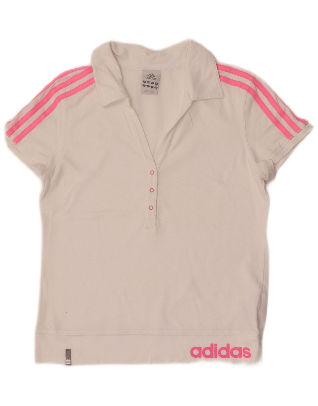 Polo grafica da donna Adidas UK 14 cotone bianco medio