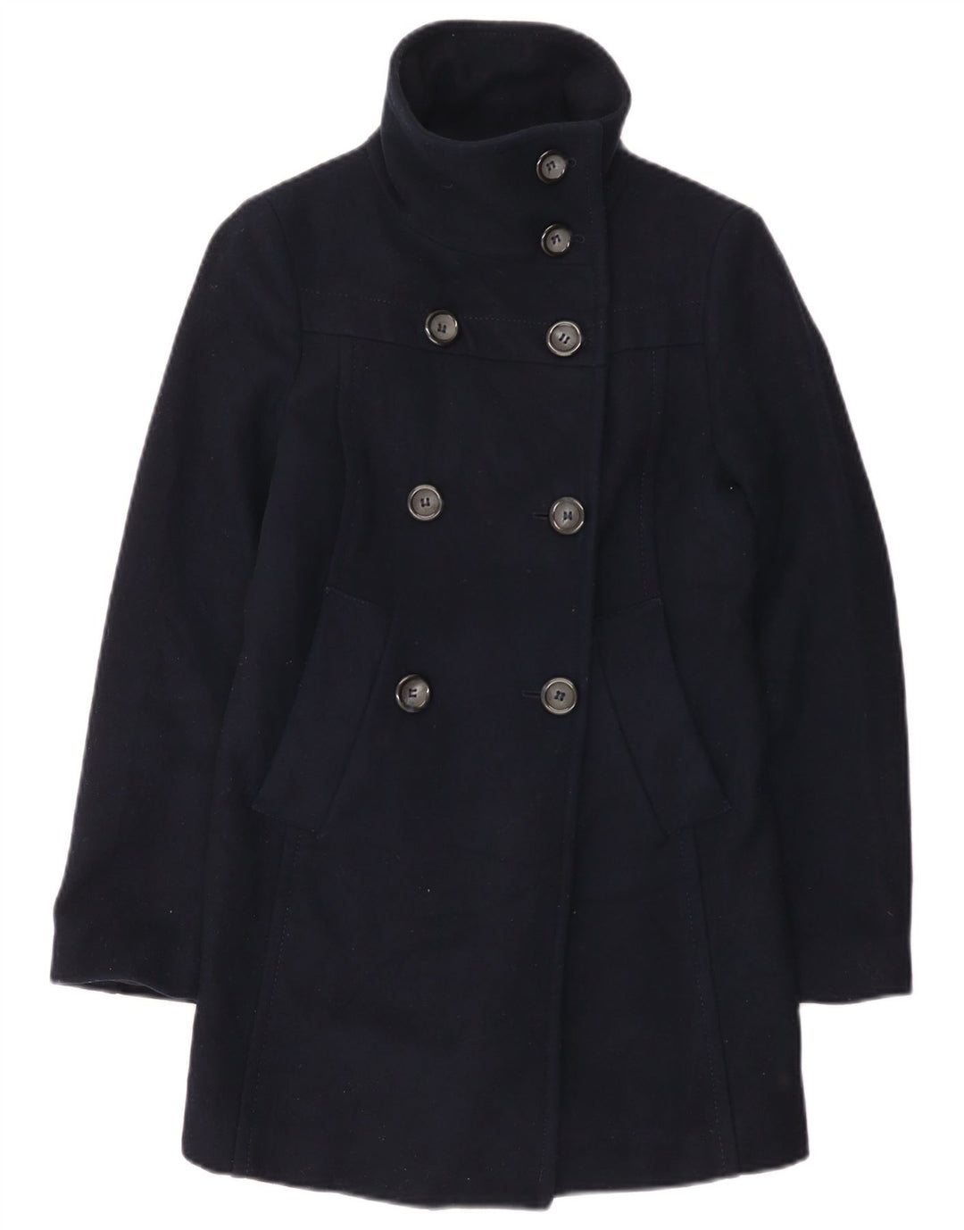 Cappotto Doppiopetto Benetton Bambina 9-10 Anni Blu Navy