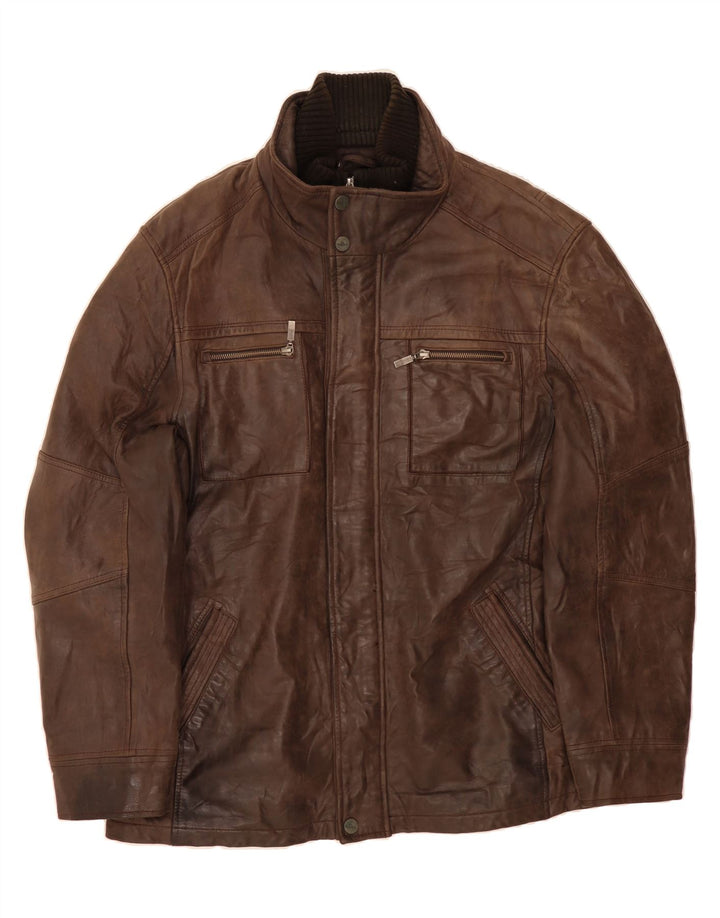 ENGBERS Mens Leather Jacket IT 52 XL Brown Vintage Engbers and Second-Hand Engbers from Messina Hembry 