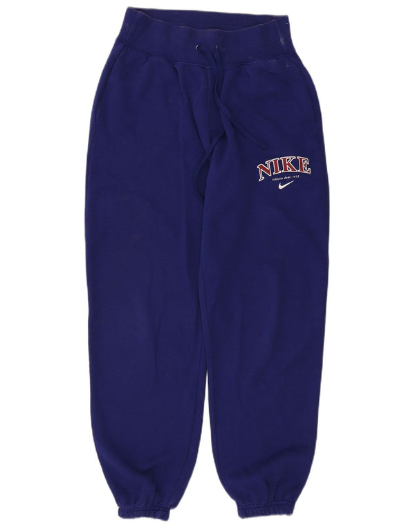 Pantaloni da tuta con grafica Nike da donna, pantaloni da jogging, UK 6 XS, cotone blu navy