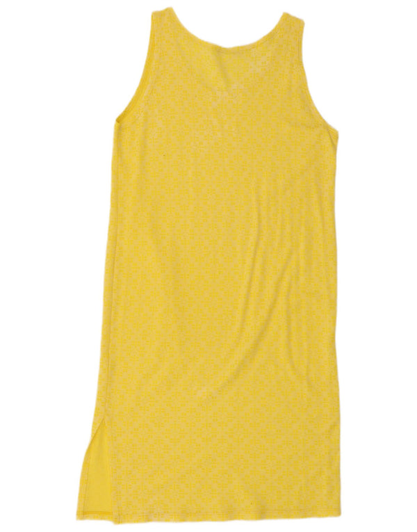 Marella Womens Sleeveless T-Shirt Dress UK 14 Medium Yellow Paisley Cotton