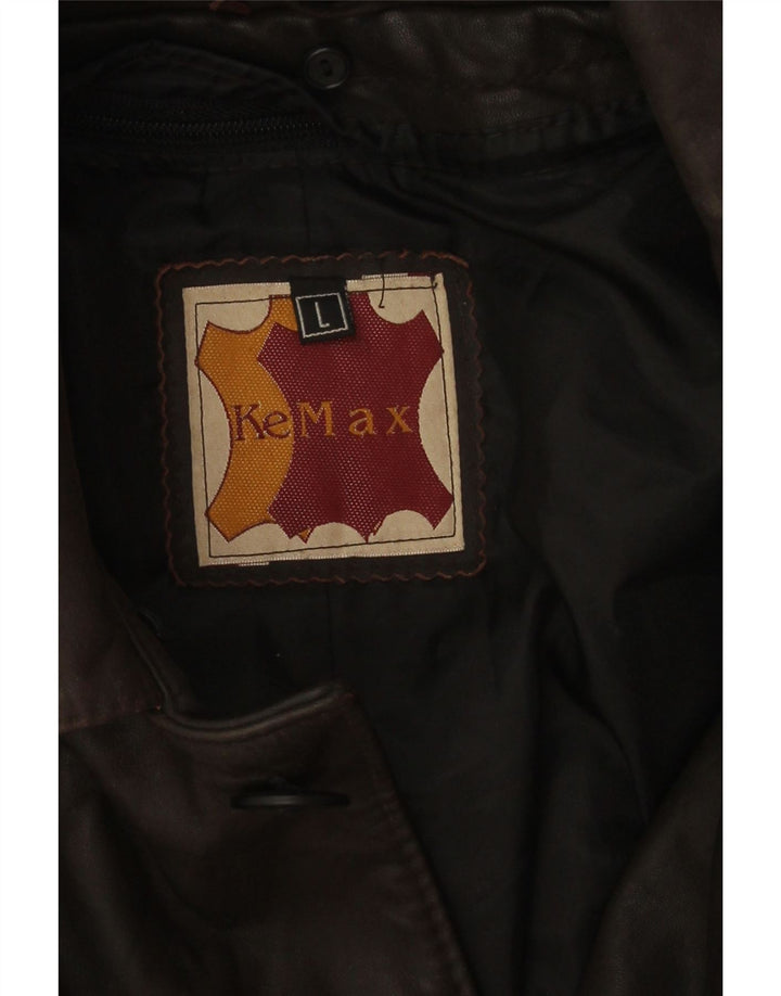 Giacca in pelle vintage da uomo UK 40 grande in pelle marrone