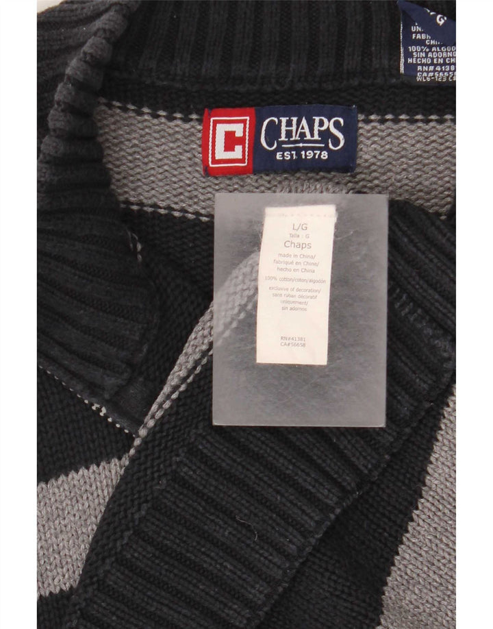 Chaps Uomo Maglione con Zip Collo Maglione Grande Cotone a Righe Nere