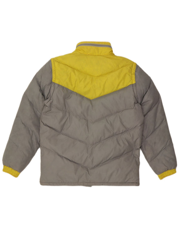 Giacca imbottita con cappuccio da uomo Fiorucci UK 38 Nylon color block grigio medio
