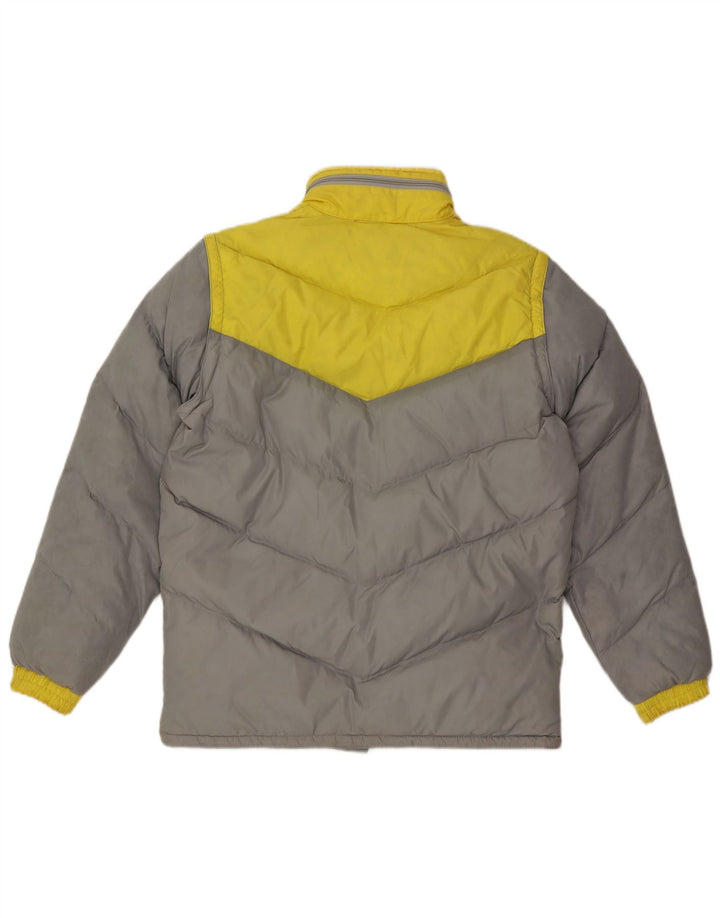 Giacca imbottita con cappuccio da uomo Fiorucci UK 38 Nylon color block grigio medio