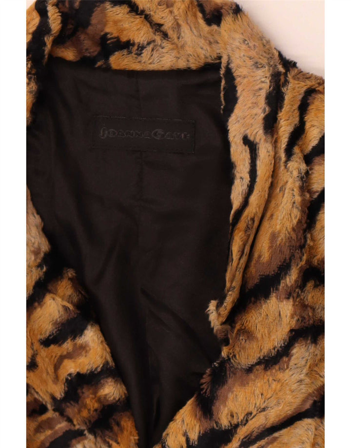 Giacca blazer vintage da donna a 4 bottoni UK 12 stampa animalier marrone medio