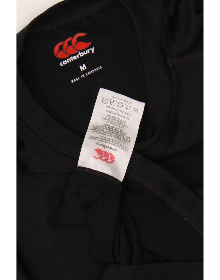 CANTERBURY Top grafico da donna manica lunga UK 12 poliestere nero medio