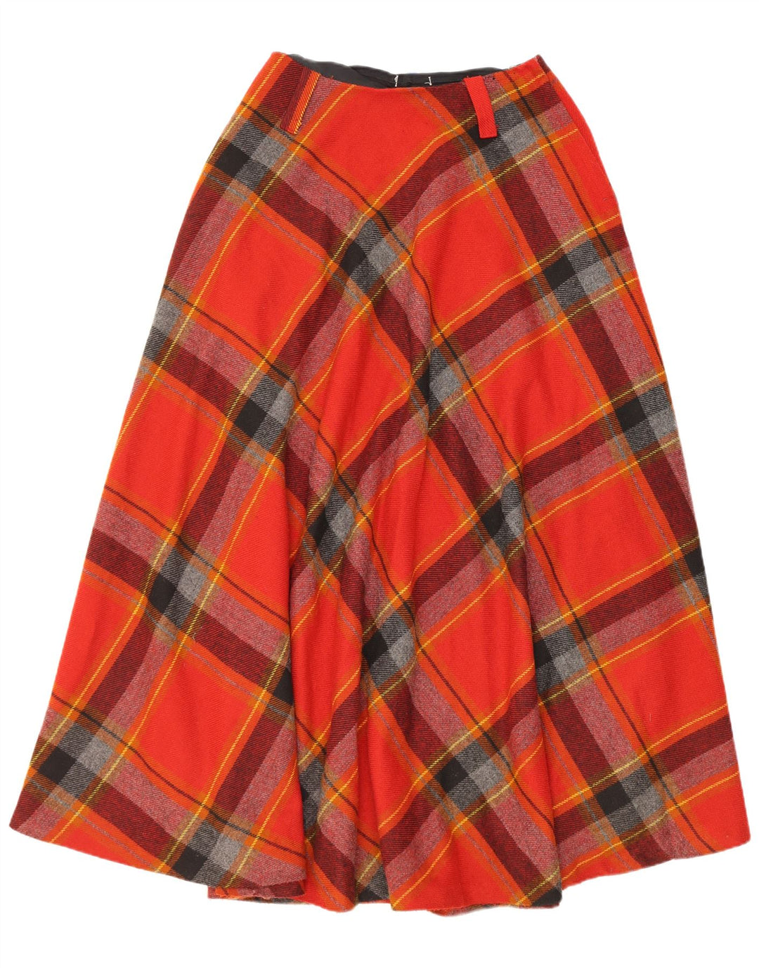 Gonna svasata da donna vintage W28 scozzese medio rosso