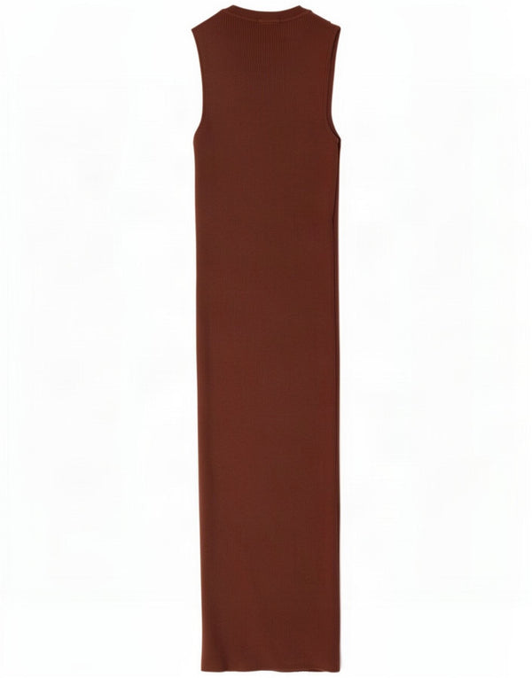 Zara Womens Maxi Sleeveless Bodycon Dress UK 8 Small Brown Viscose