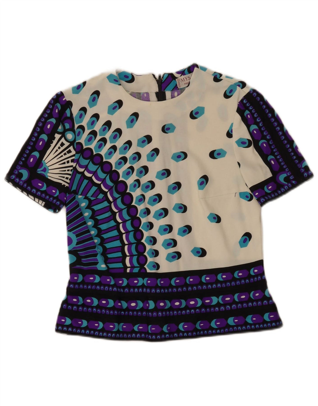 Set gonna vintage da donna in 2 pezzi IT 46 Large W28 Poliammide geometrica bianca