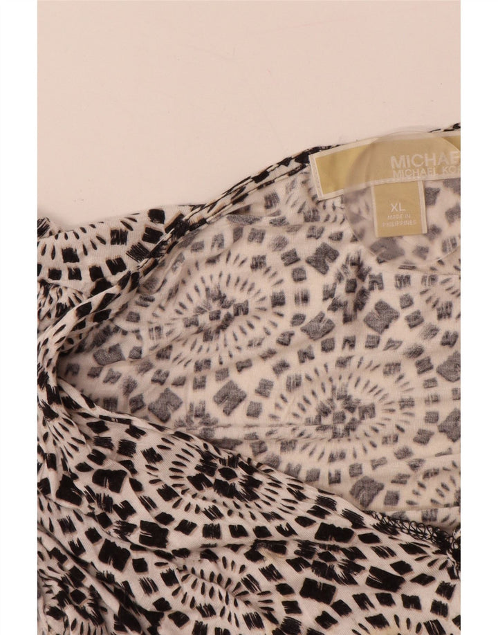 MICHAEL KORS Abito da donna senza maniche a trapezio UK 18 XL Rayon floreale nero