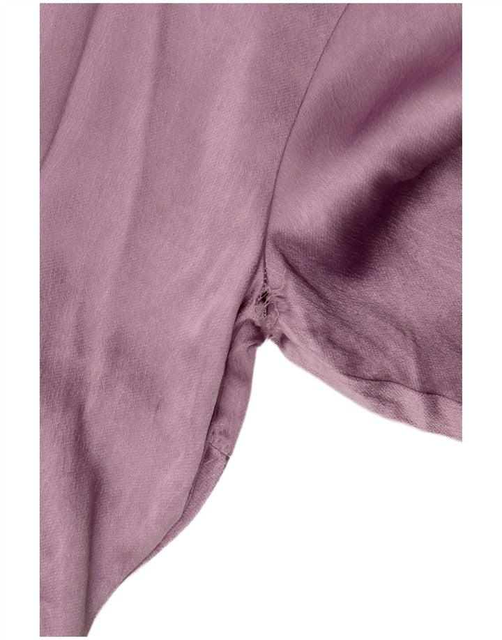 Top corto a maniche lunghe da donna Zara UK 12 viola medio