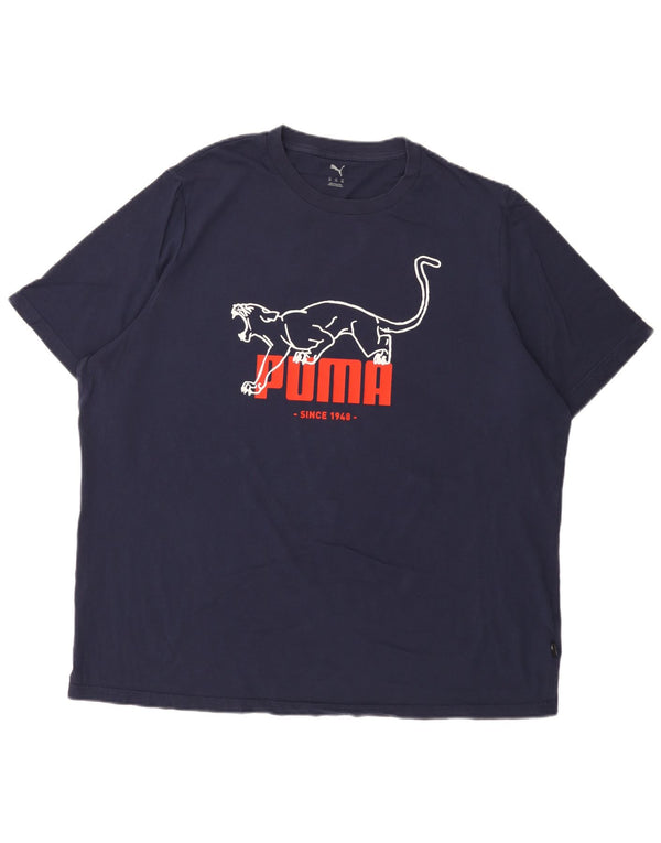 T-shirt grafica da uomo Puma Top 2XL cotone blu navy