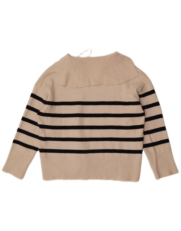 Maglione oversize con collo a polo oversize da donna Zara UK 16 a righe grandi bianche