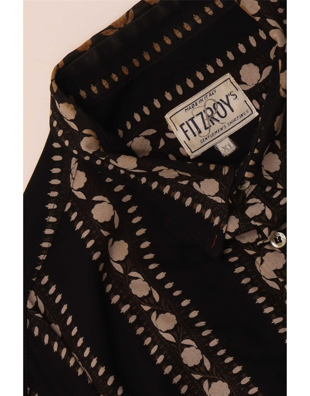 Camicia vintage da uomo XL nera floreale