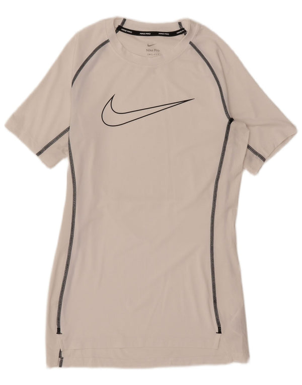 T-shirt grafica Nike Dri Fit da uomo, parte superiore in poliestere bianco medio