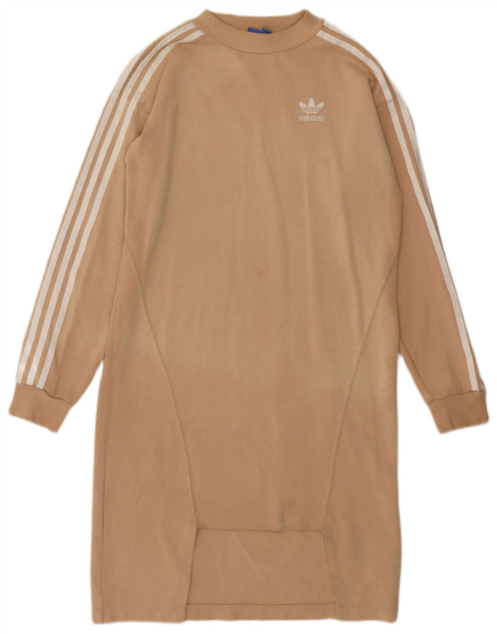Abito maglione felpa a maniche lunghe da donna ADIDAS UK 6 XS cotone beige