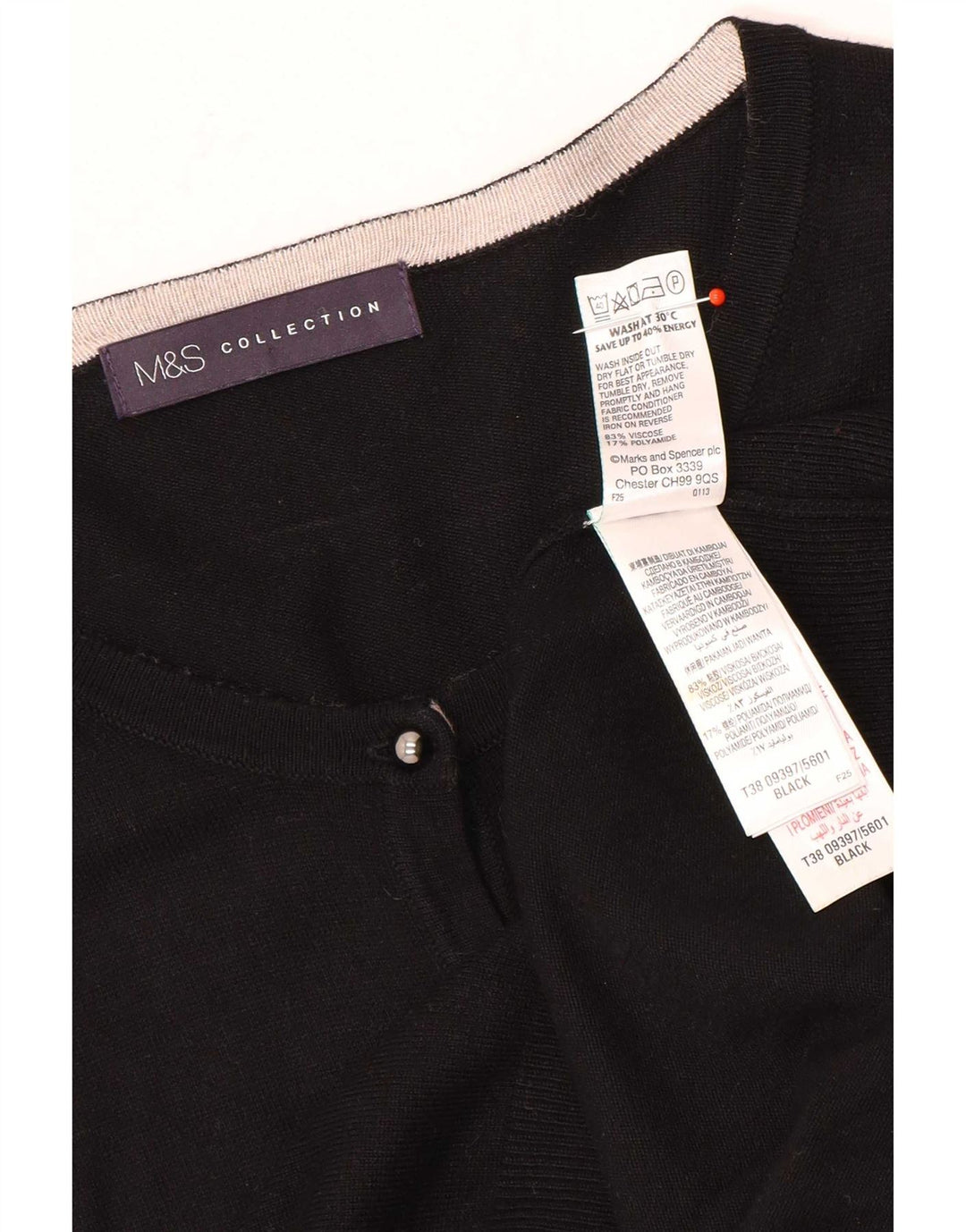 Maglione cardigan da donna Marks & Spencer UK 14 Viscosa nera media