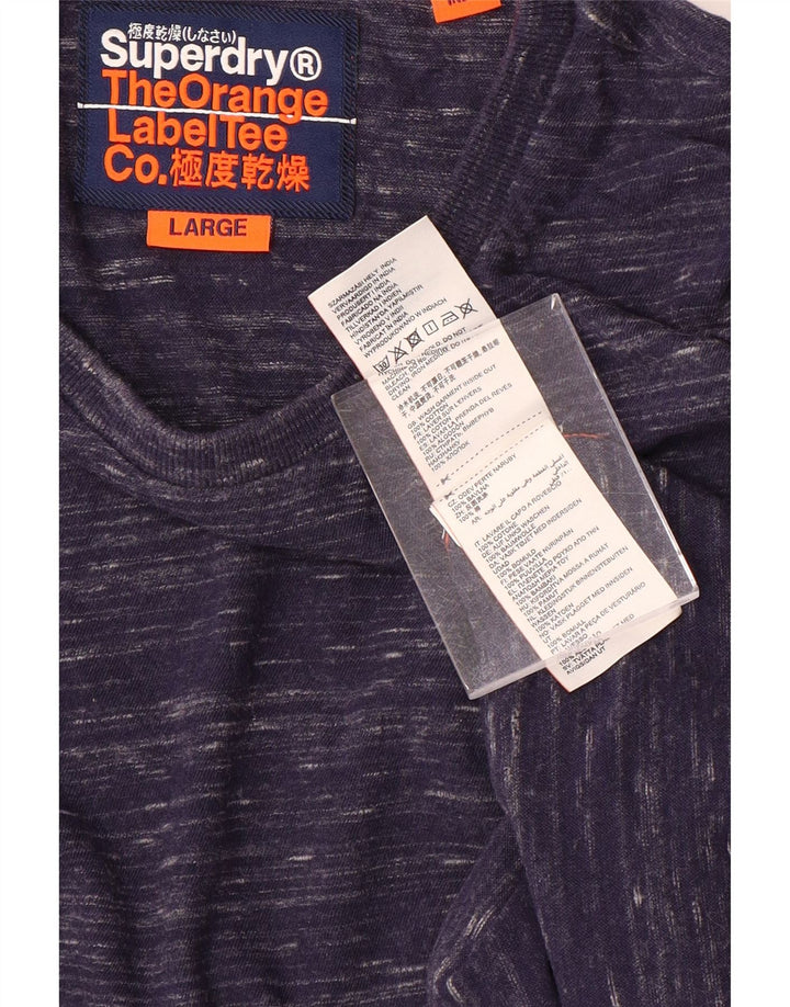 Top da uomo Superdry a maniche lunghe in cotone screziato blu navy