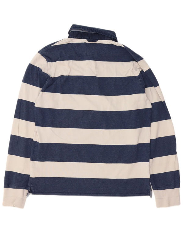 Polo da rugby da uomo a maniche lunghe Gant in cotone a righe medie blu navy