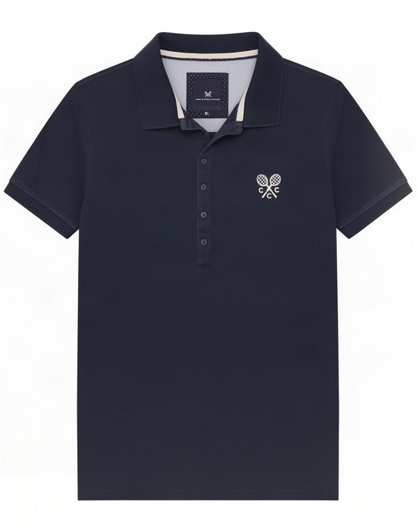 Crew Clothing Womens Polo Shirt UK 10 Small Navy Blue Cotton