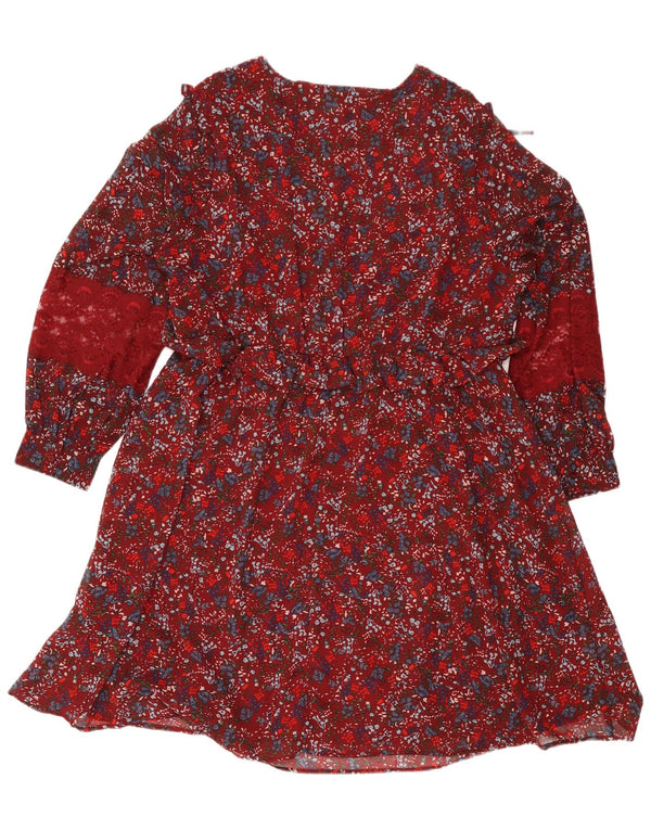 Abito a strati a maniche lunghe da donna Joe Browns UK 20 2XL Borgogna floreale