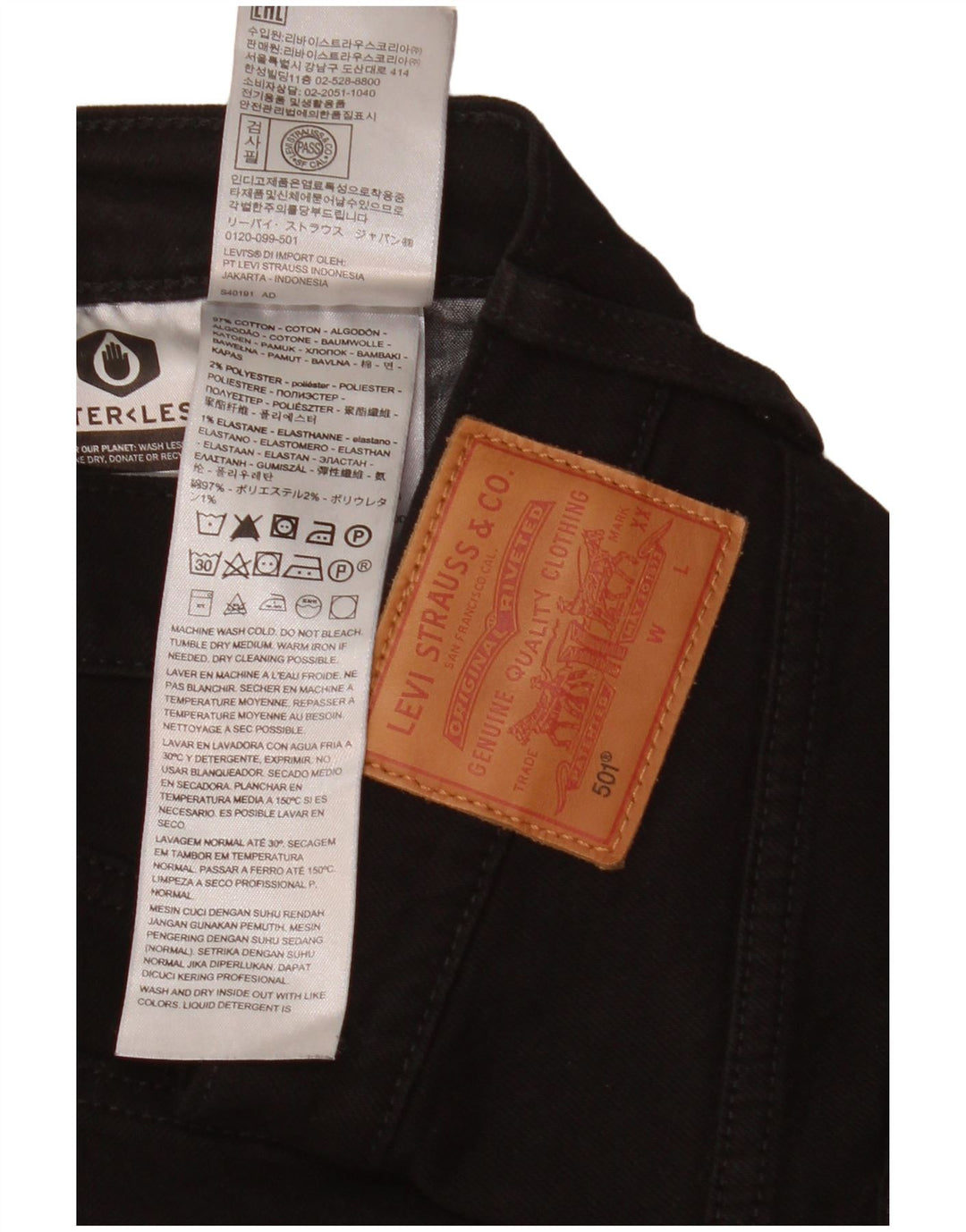 Jeans dritti 501 da donna Levi's W28 L26 cotone nero