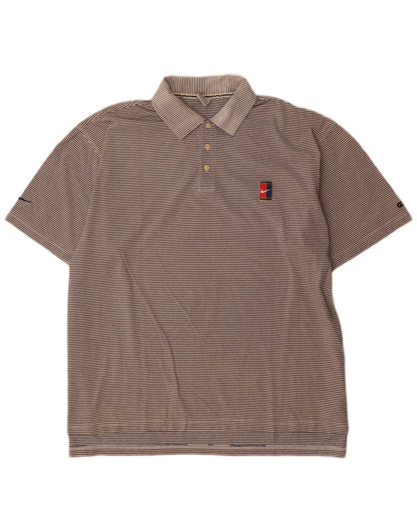 Polo Nike da uomo 2XL in cotone a righe grigie
