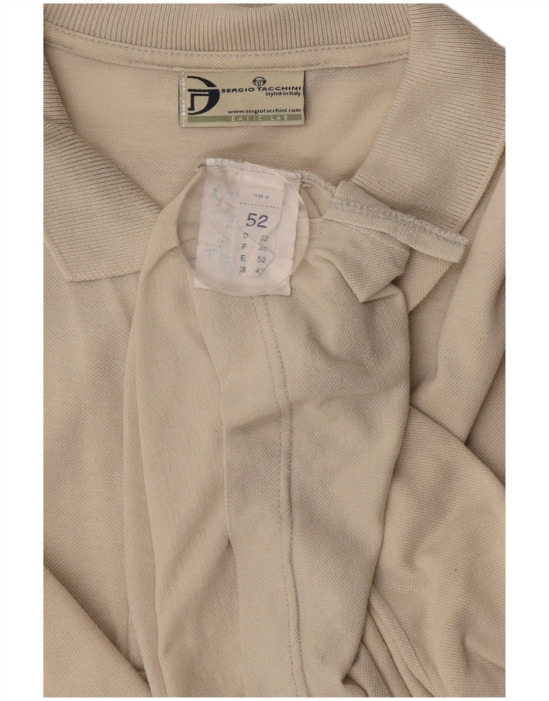 SERGIO TACCHINI Polo da uomo a manica lunga IT 52 Large in cotone bianco sporco