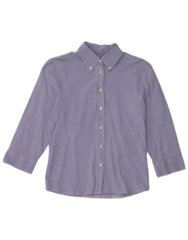 Camicia a maniche 3/4 da donna Benetton UK 10 Small Blu Cotone