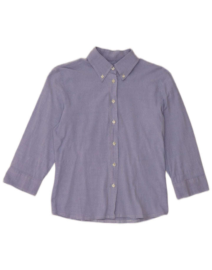 Camicia a maniche 3/4 da donna Benetton UK 10 Small Blu Cotone