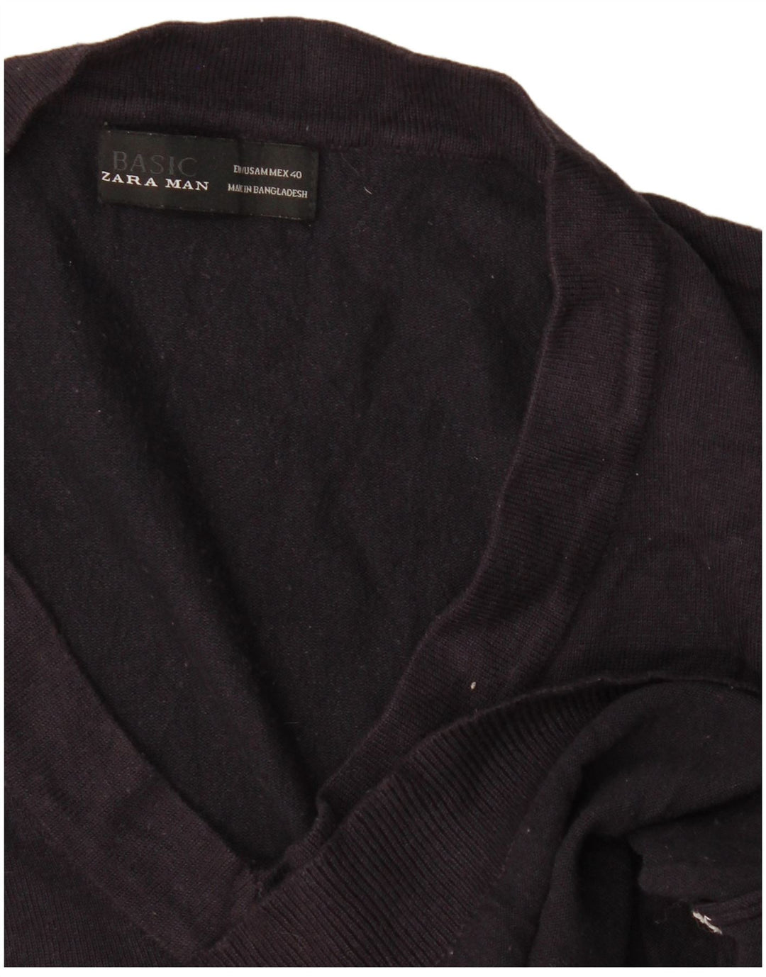 Maglione Zara da uomo con scollo a V blu navy medio