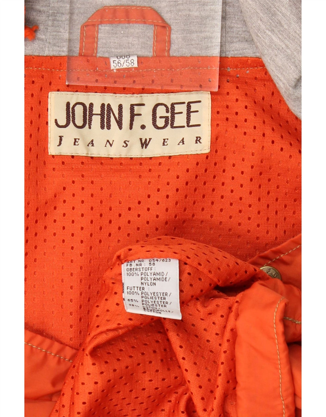 JOHN F GEE Giacca anorak con cappuccio grafica da uomo EU 56 3XL Arancione Poliammide