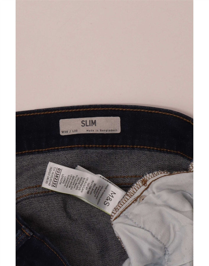 Jeans slim da uomo Marks & Spencer W36 L33 cotone blu navy