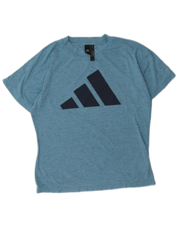 T-shirt grafica da donna Adidas Top UK 12/14 Poliestere screziato blu medio