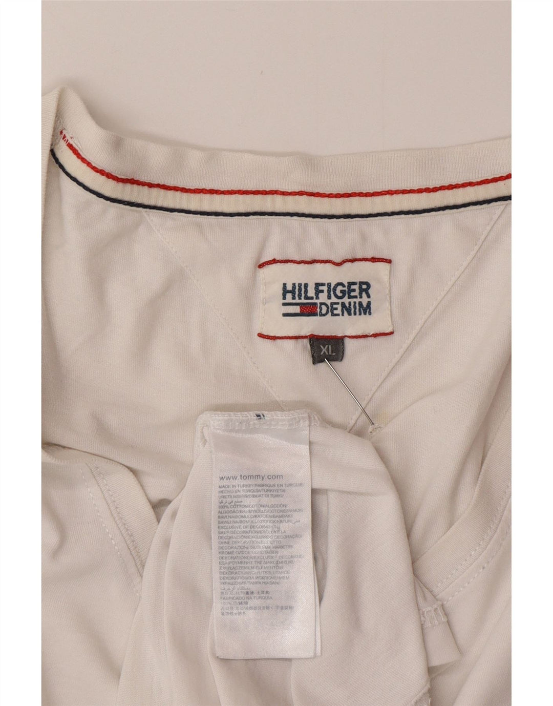 TOMMY HILFIGER T-shirt da uomo Top 2XL cotone bianco