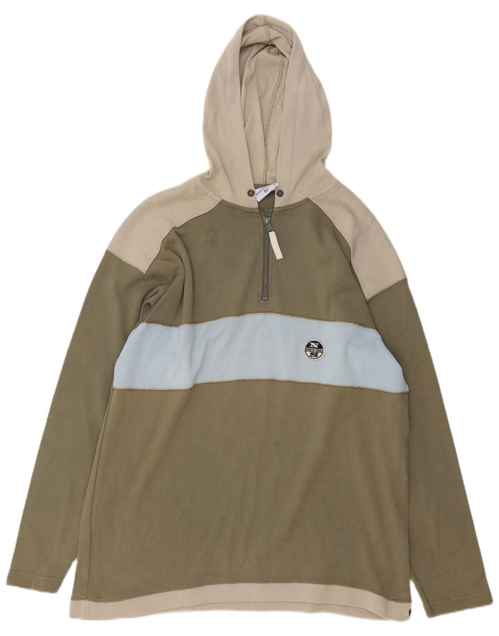 NORTH SAILS Top da uomo con cappuccio, zip e collo a maniche lunghe, colore verde medio
