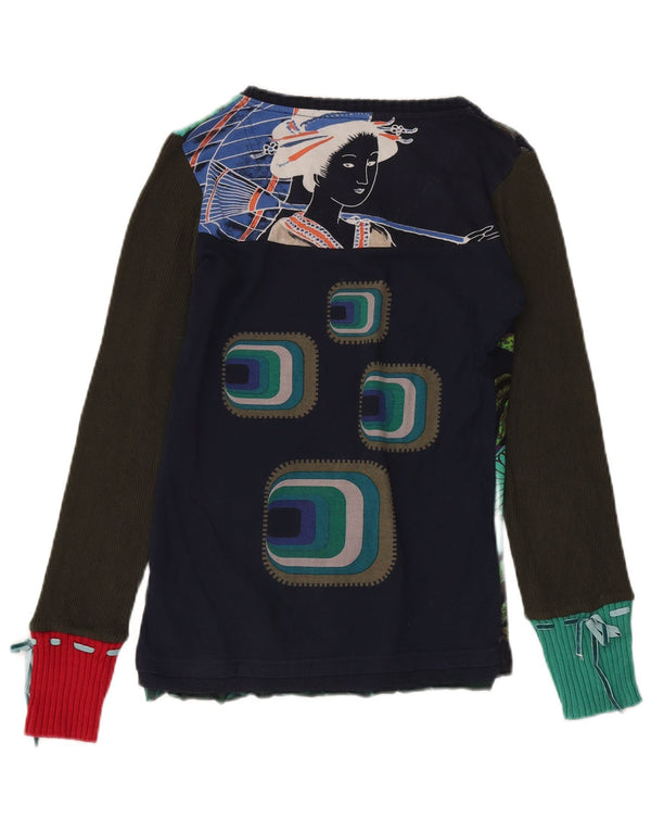 DESIGUAL Top grafico da donna manica lunga UK 12 medio multicolore floreale