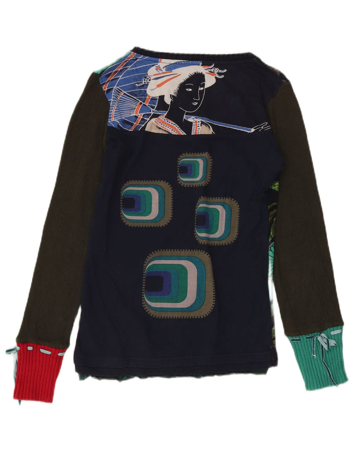 DESIGUAL Top grafico da donna manica lunga UK 12 medio multicolore floreale