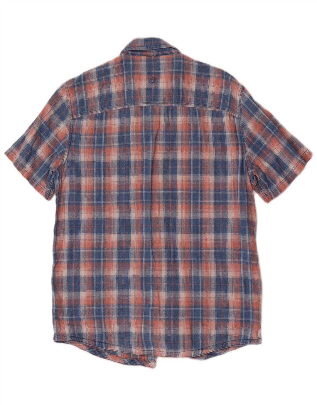 Camicia da uomo a maniche corte, vestibilità regolare, Fat Face, in cotone scozzese piccolo blu