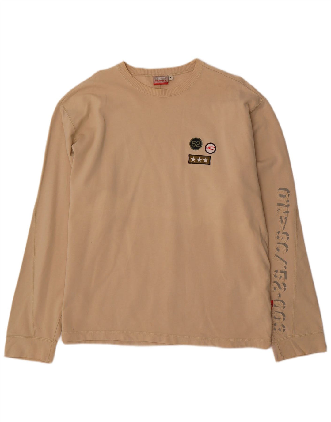 O'Neill Top grafico da uomo a maniche lunghe in cotone beige grande