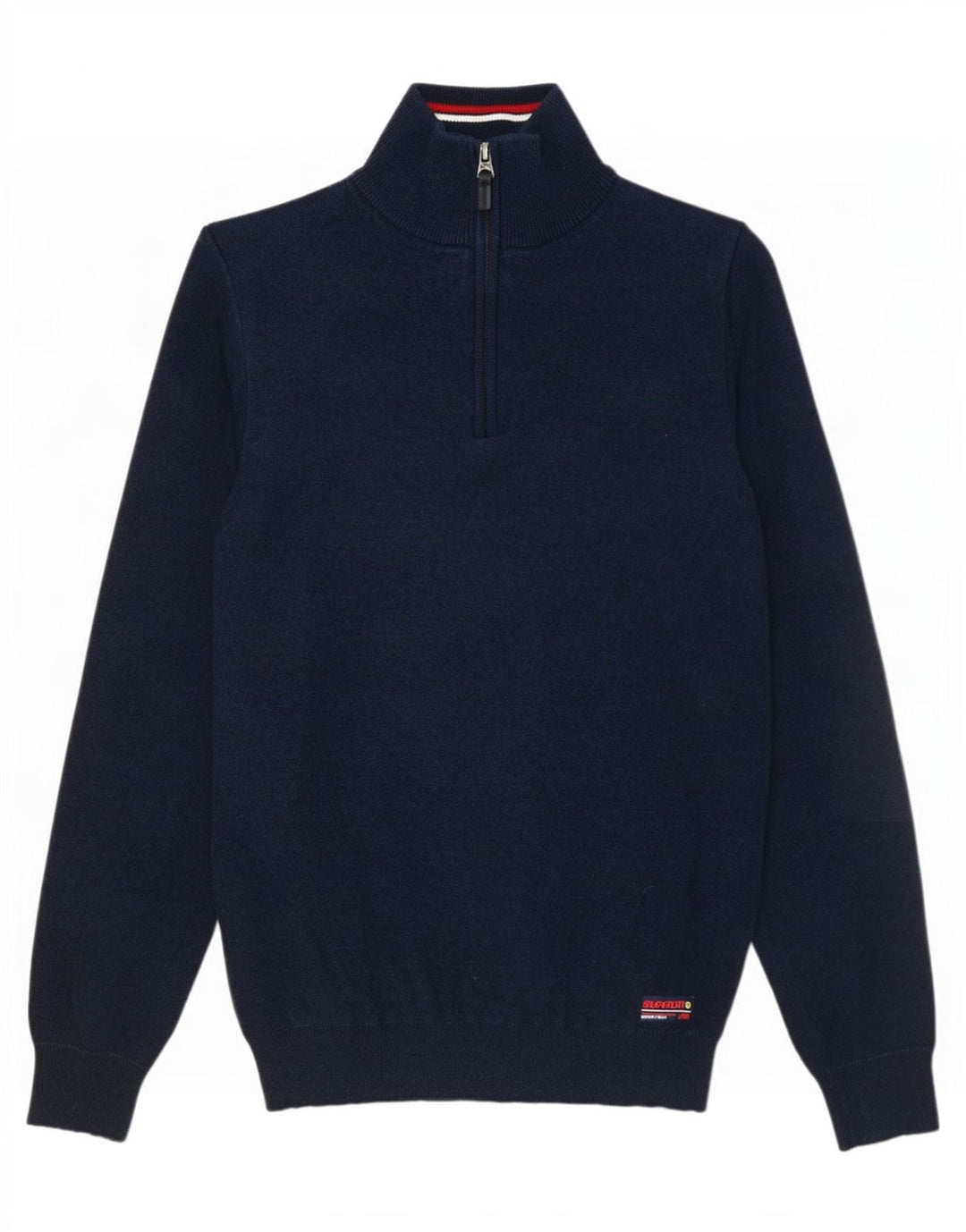 Maglione da uomo con zip e collo Superdry piccolo in cotone blu navy