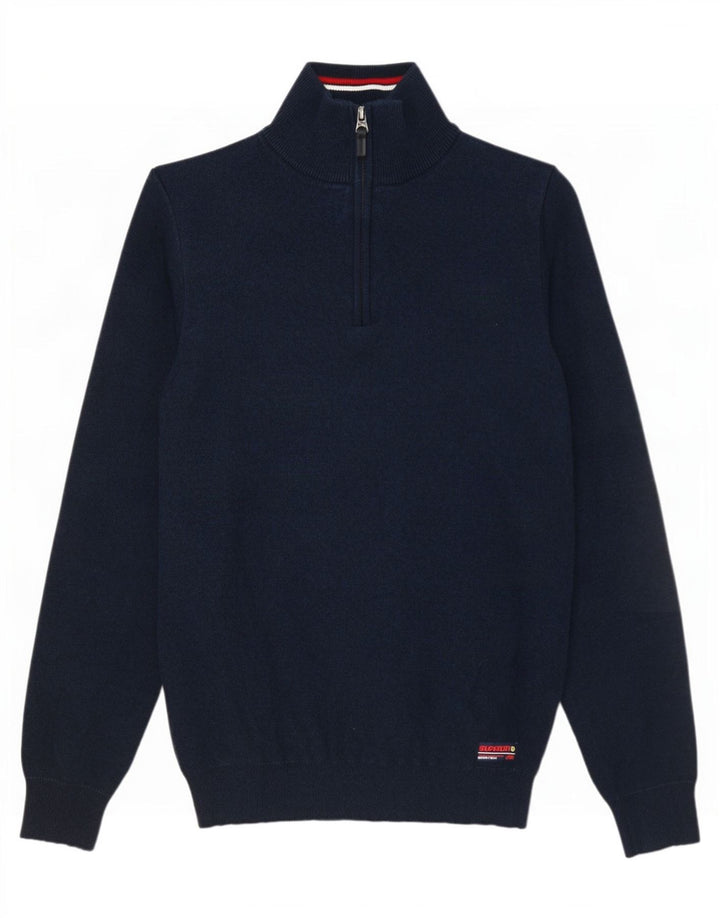 Maglione da uomo con zip e collo Superdry piccolo in cotone blu navy