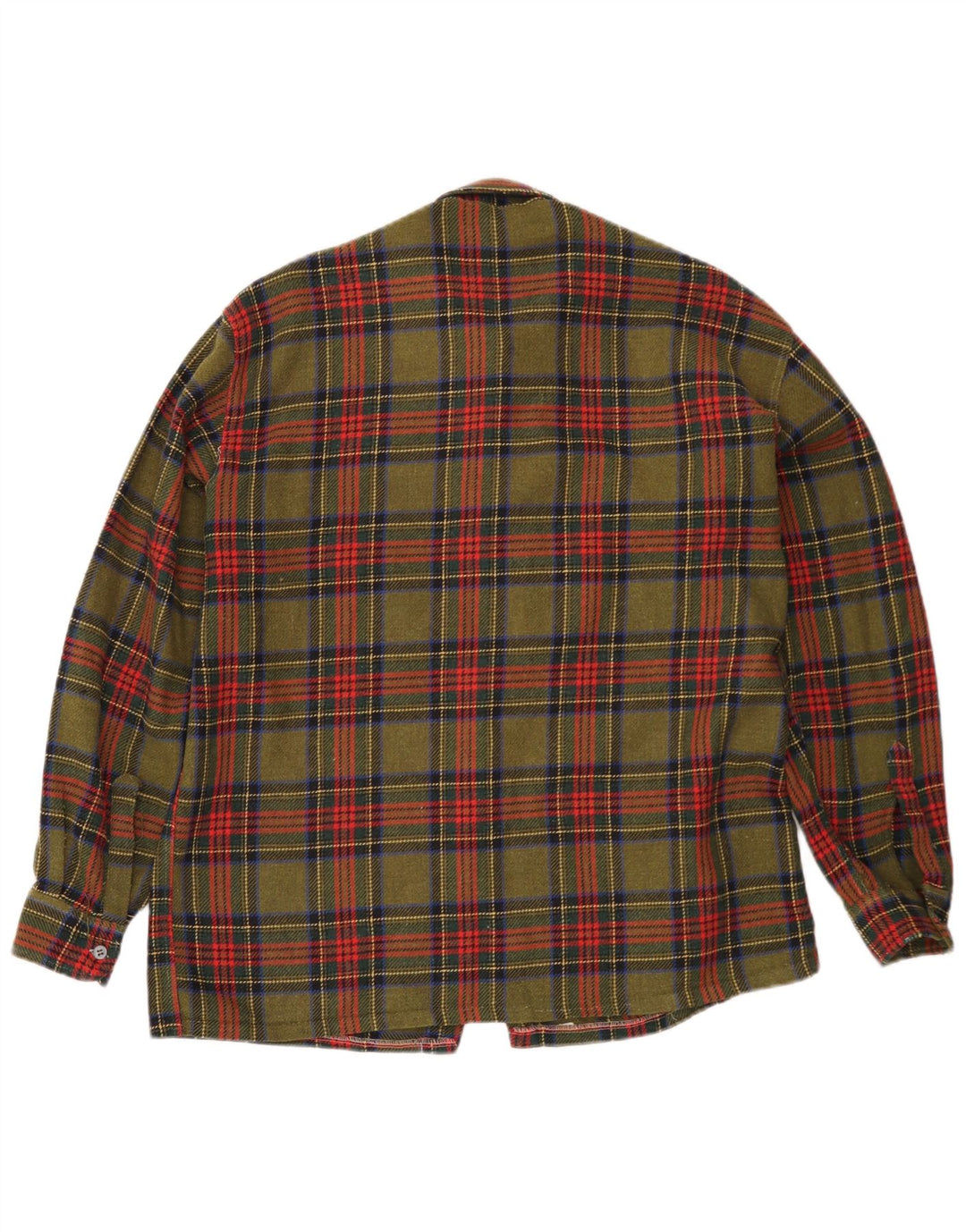 Camicia vintage da uomo in flanella a quadri color kaki medio