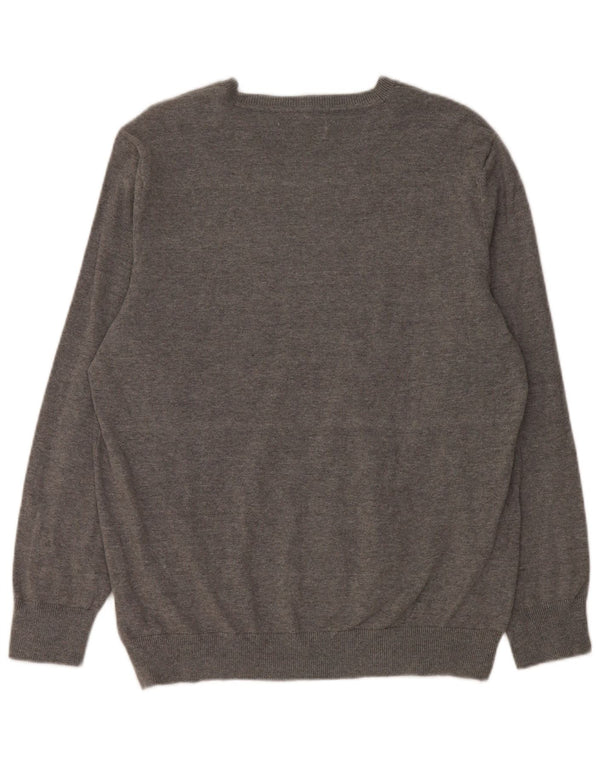 MUSTANG Maglione da donna con scollo a V UK 18 XL Cotone grigio